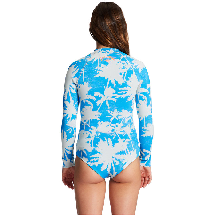 2023 Billabong Womens Salty Dayz Light 1mm Chest Zip Long Sleeve Shorty Wetsuit ABJW400106 - Blue Hawaii